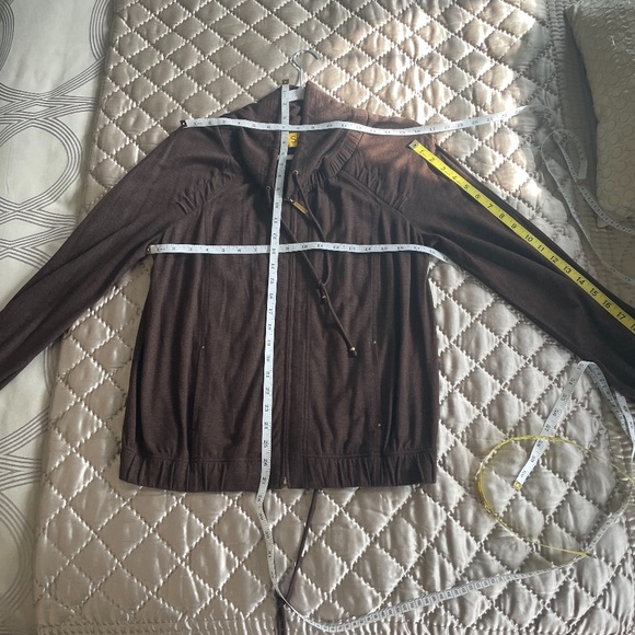 ST JOHN Jacket {S} Mock Neck Lightweight in Brown - Picture 7 of 11